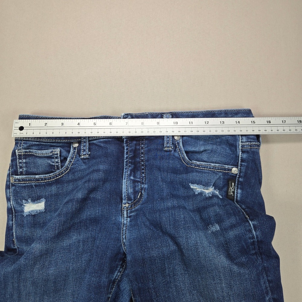 Silver Jeans Co Elyse Skinny Distressed Flap Pocket Blue Denim Women W29 L31 - Picture 10 of 12